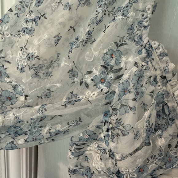 Storia Blue Floral Puff Sleeve Dress - Picture 2 of 8